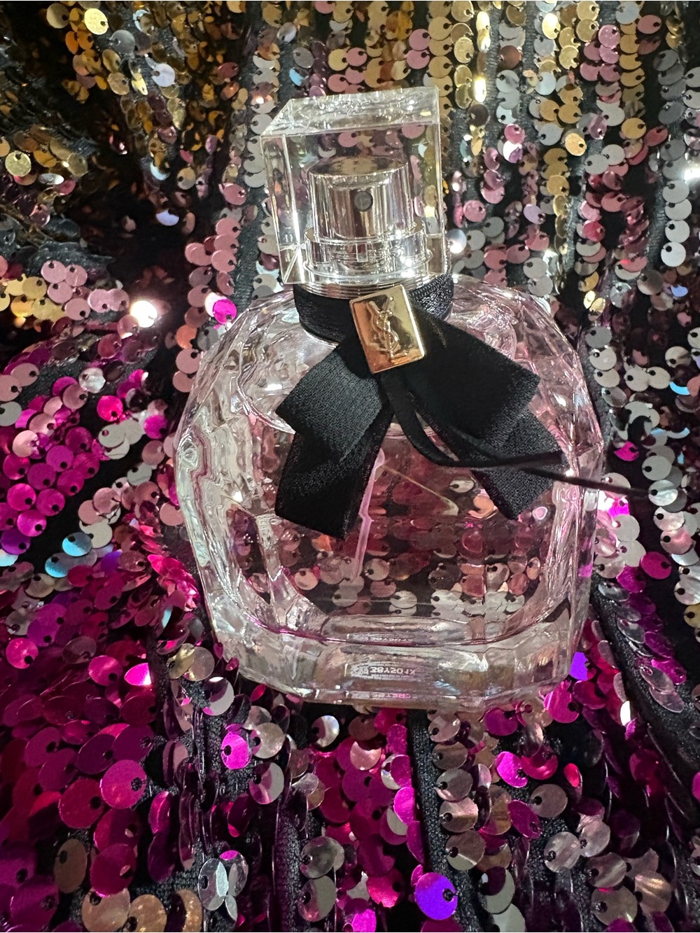 Yves Saint Laurent Clear Glass Perfume Bottle with Black Ribbon 🎀 not in a box 📦